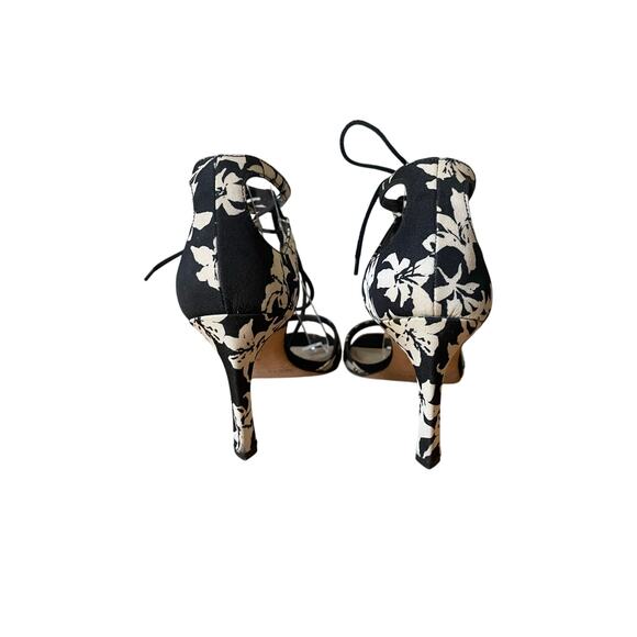 Via Spiga Black & White Floral Print Strappy High Heels Size 8.5 - Picture 5 of 8